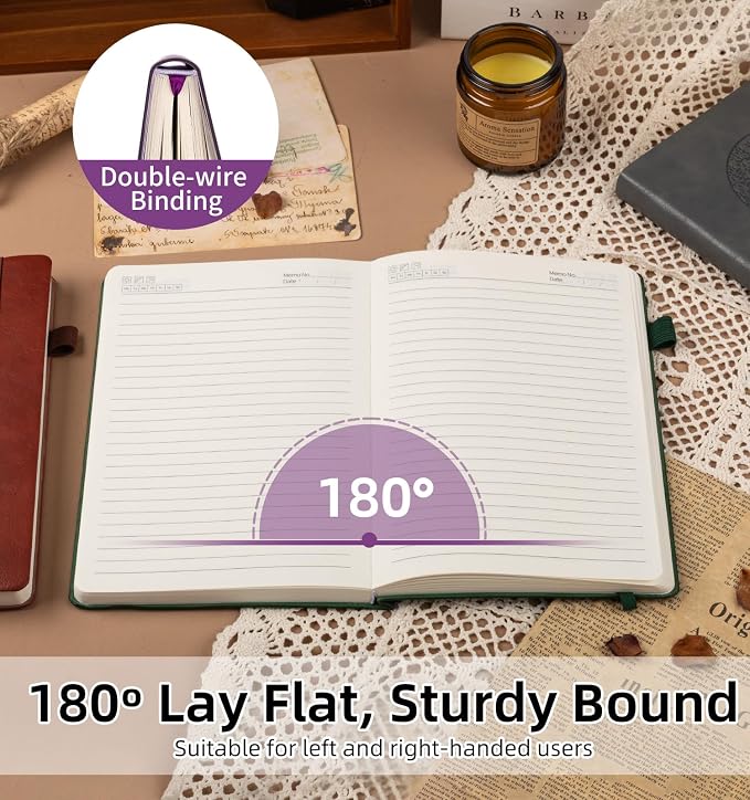 Lined Journal Notebook, A5 Leather Vintage Journals for Writing, 256 Pages College Ruled Notepad for Women Men, Vegan Leather Daily Notebook for Work, School, Travel, Note Taking(Tree of Life, Purple)