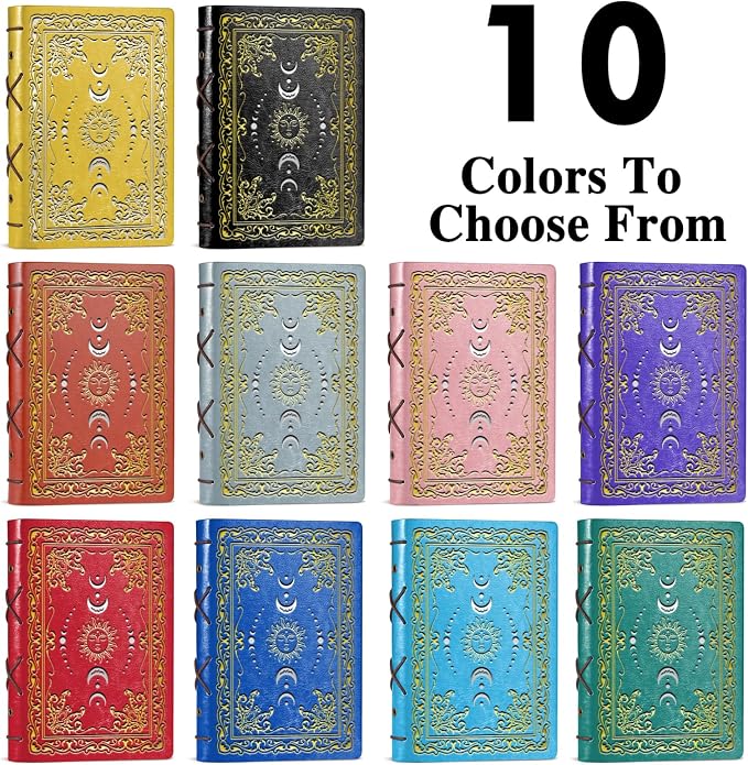 JOHSBYD Sun & Moon Faux Leather Notebook,Hardcover Executive Notebooks for Women Men,320Pages Journal Notebook with Pen,Vintage Sun & Moon Design,1 Pack Light Blue A5 (Sun Moon Light Blue)