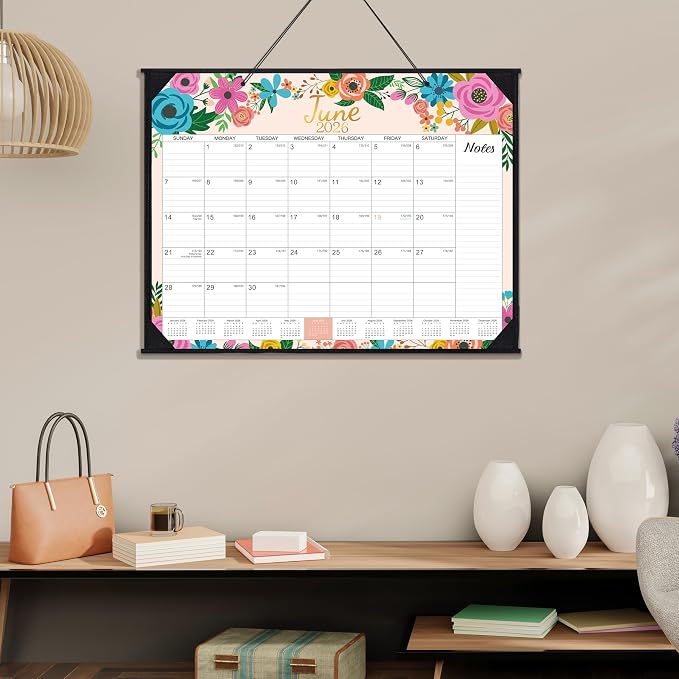2026 Desk Calendar - Large Desk Calendar 2026, Jan. 2026 - Dec. 2026, 22" x 17", 2026 Calendar 12 Month with Corner Protectors, Desk Pad, To-Do List & Notes, Desk/Wall Calendar for Planning or Organizing - Blue Floral