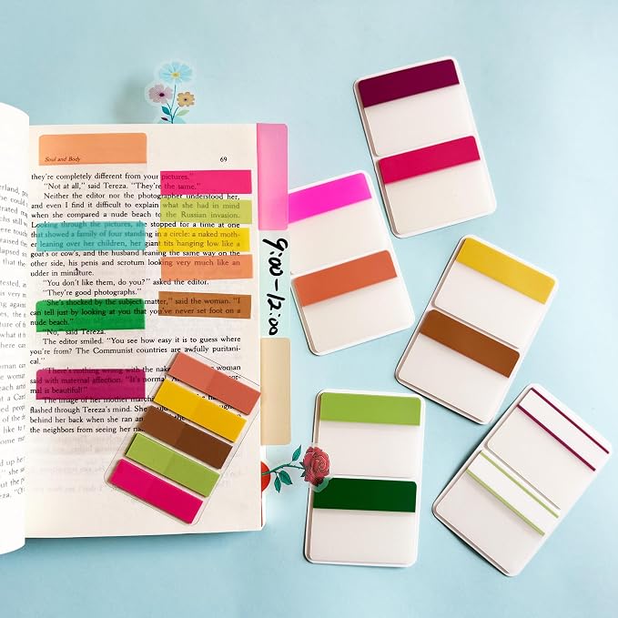 ELII 500 PCS Sticky Index Tabs 2 Inch Book Tabs Page Markers File Tabs | Self Adhesive, Labels for Pages Notebooks,Safety Material, Smooth Writing,Transparent,Waterproof,Repositionable
