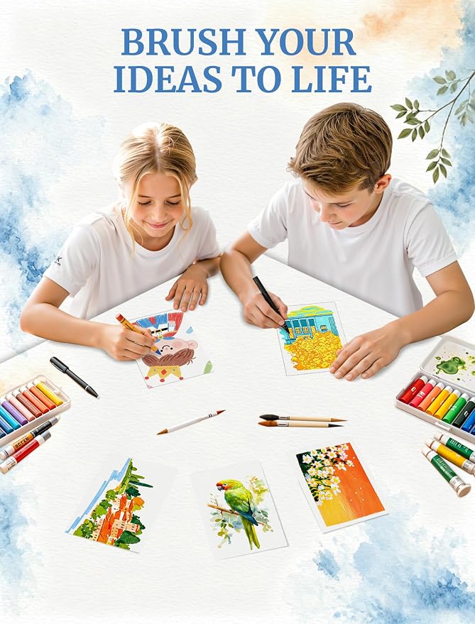 84 Sheets Watercolor Paper 5x7, 110 LB/230 GSM Water Color Paper 5 x 7, Cold Press Watercolor Paper Bulk, 5x7 Watercolor Paper Pad for Kids Adults, Art Paper for Painting, Sketching, Acrylic, Gouache