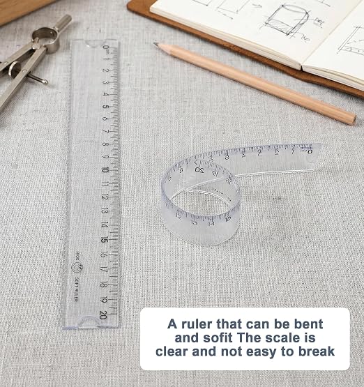 2 Pcs Flexible Ruler, 20cm Bendable Ruler, Unbreakable Measuring