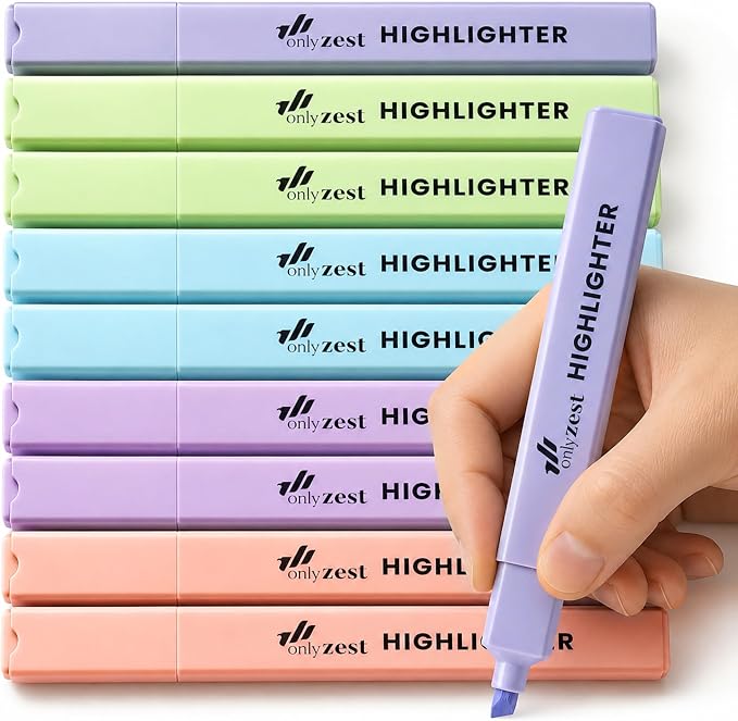 10 Aesthetic Bible Highlighters - Chisel Tip Liquid Ink Marker | Pen with Snap Caps for Clean Highlighting - Assorted Colors, No Bleed & Quick Dry - Bible Marker for Journaling & Studying