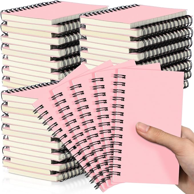 Jutom 54 Pcs Small Spiral Notebooks Memo Pads 3x5 Bulk Small Pocket Notepads Back to School Supplies Mini Notebook with Lined Mini Journals for Office & Work, 120 Pages (Pink)