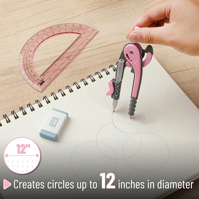 Mr. Pen- Geometry Compass and Protractor Set, 6 Inch Compass | 6 Inch Protractor, Drawing Tool for School, Clear Plastic, Easy Grip, Precision Design for Math, Art, Drafting, Architecture