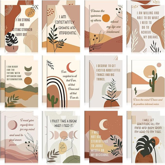 Tatuo 24 Pcs Positive Affirmation Notebooks for Women Boho Inspirational Notebook Small Motivational Encourage Notepads Daily Affirmations Journal for Student Teacher Coworker Back to School Supplies