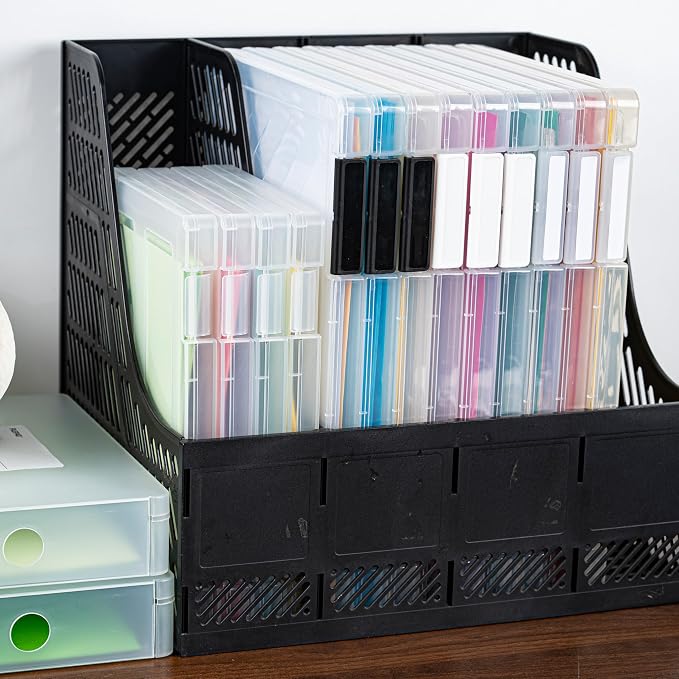 9 Packs A4 Paper Storage Boxes, 8.5 x 11 Plastic Portable Project Case for US letter Size and A4 paper, Plastic Multi-Purpose Thick Scrapbook Storage Box for Office