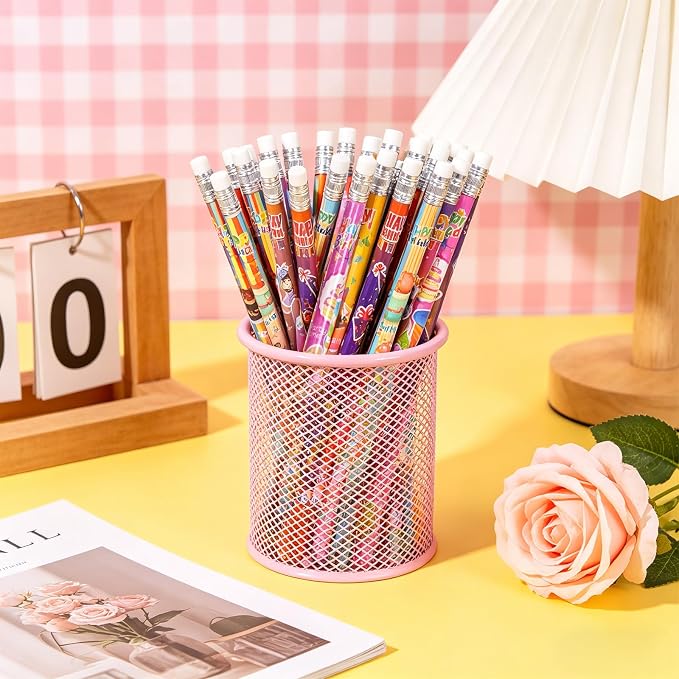 Rbenxia 48PCS Wooden Pencils with Erasers Assortment Colorful Novelty Pencils Awards Incentives Supplies Giveaways Party Favor (Birthday)