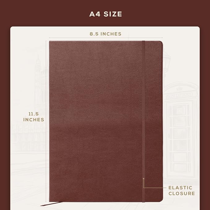 Beechmore Books Heavyweight Mixed Media Sketchbook - A4 8.5"x11" 300 GSM 48 Pages, Hardcover Lay-Flat Professional Journal for Painting, Acrylics and Wet Media