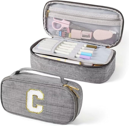 YOOLIFE Travel Cable Organizer Pouch Cord Storage Pencil Case for Girls, Cute Pencil Pouch Pen Case, Birthday Gifts for 3 4 5 6 7 8 9 10 11 12 13 Year Old Girls, C (Grey)