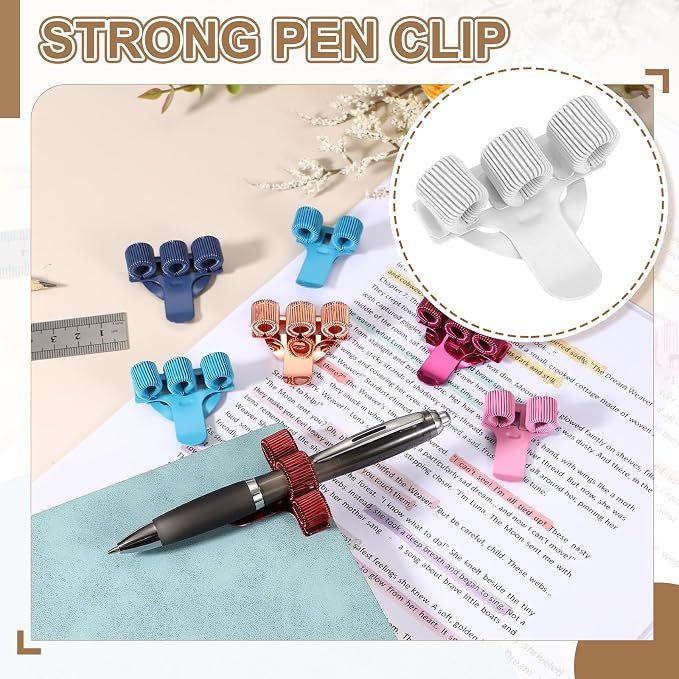 PATIKIL 2Pcs Pen Clip, 3 Holes Pen Holder Clip Metal Portable Spring Loop Organizer Universal for Notebook Journal Highlighter Office Business Pocket Clipboard Whiteboard, White