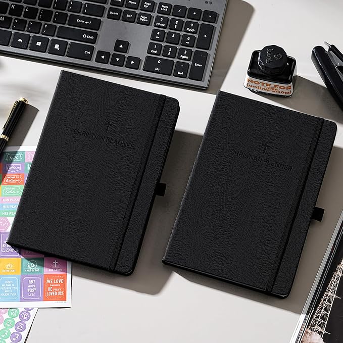 2027 Christian Planner - Daily Bible Planner 2027, JAN. 2027 - DEC. 2027 | 5.7" x 8.4", 2027 Weekly & Monthly Planner with Pen Holder, Back Pocket, Elastic Closure, Hardcover - Black