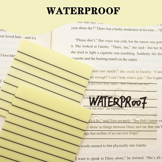 YOUDEFUL 800Pcs Transparent Sticky Notes, Yellow Clear Sticky Notes with Lined, 3"x3" Waterproof Translucent Sticky Note Pads, Index Tabs, Clear Post it Notes for Bible Study, See Through Sticky Notes