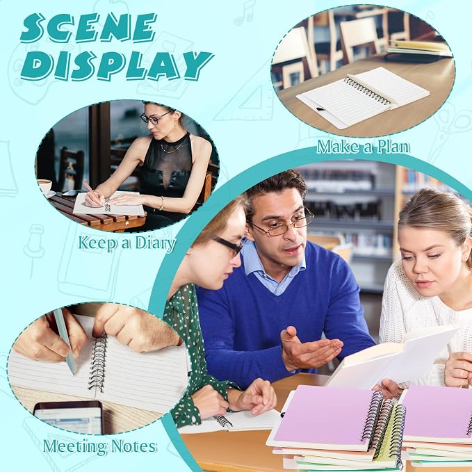 Resurhang 15 Sets Small Notebook Journal with Pen Bulk 4.5 * 5.5 Inch Pocket Size Spiral Lined Notepad for Women Men 100 Pages Notebook Employee Appreciation Gift for Work Study (Pastel)