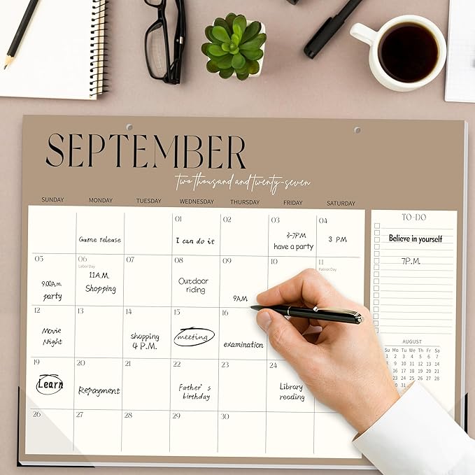 Guasslee Desk Calendar 2026-2027(Jun. 2026 - Dec. 2027), 19-Month School Year Compact Desktop & Wall Calendar, 14" x 11" Thick Paper Monthly Planner for Small Space, Home Office, Dorm & School