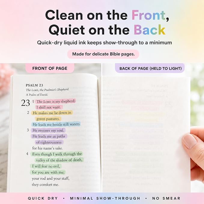 10 Pack Bible Safe Highlighters - Candy Color, Wax Highlighters | No Bleed, Scripture Markers for Journaling, Study Accessories and School Supplies