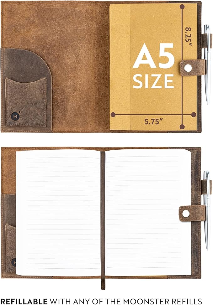 moonster Refillable Psalm 46:10 Bible Verse Embossed Journals with Pen – Milled A5 Leather Journal Lined Paper - Journals for Women Notebook with Pen Holder - 320 Pages