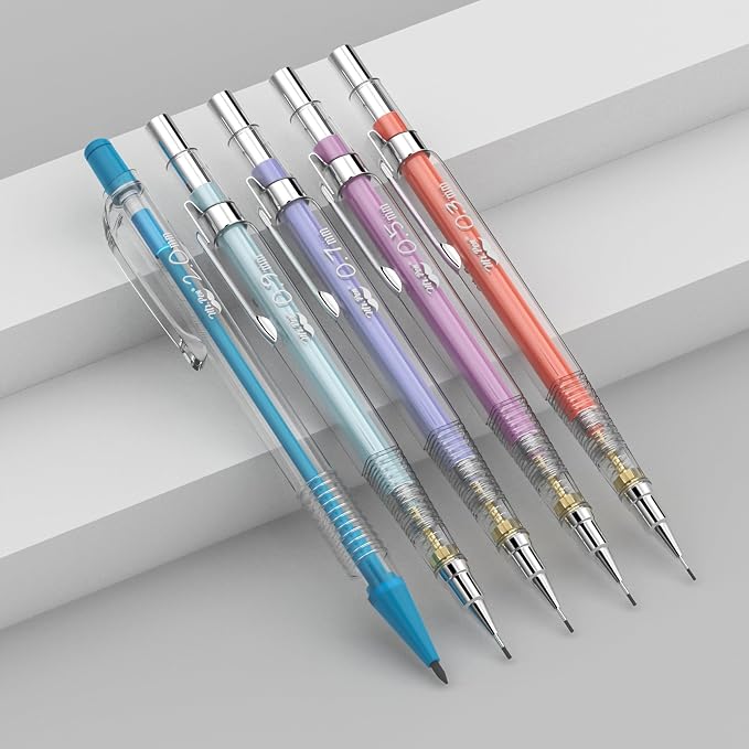 Mr. Pen- Pastel Mechanical Pencil Set, 5 Mechanical Pencils (0.3, 0.5, 0.7 | 0.9, 2.0mm), 5 HB Lead Refills & 10 Eraser Refills, Precision Drawing Pencils for Sketching, Writing & Technical Artwork