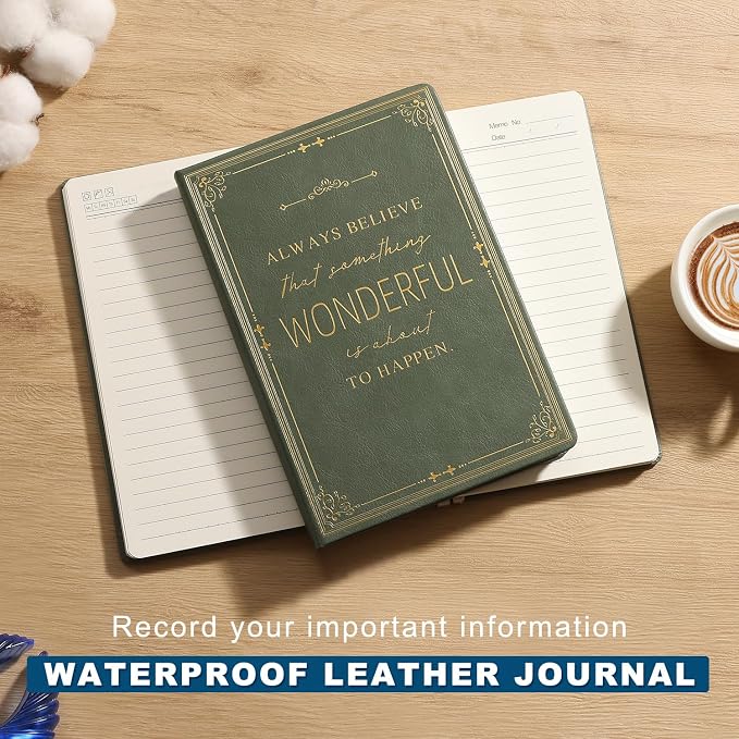 Lined Journal Notebook for Women & Men, Hardcover Leather Journal for Writing,Travel,Business,Work & School, A5 College Ruled Social Notebook for Note Taking, Diary Notepad 200 Pages (Sage Green)