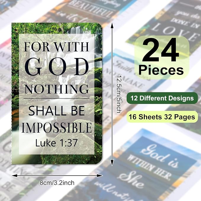 Containlol 16 Pcs Flower Daily Prayer Gift for Women, Bible Verse Notebooks Rustic Floral Inspirational Scripture Quotes Pocket Notepads, School Office, 4.9 x 3.1 Inches(Elegant Style)