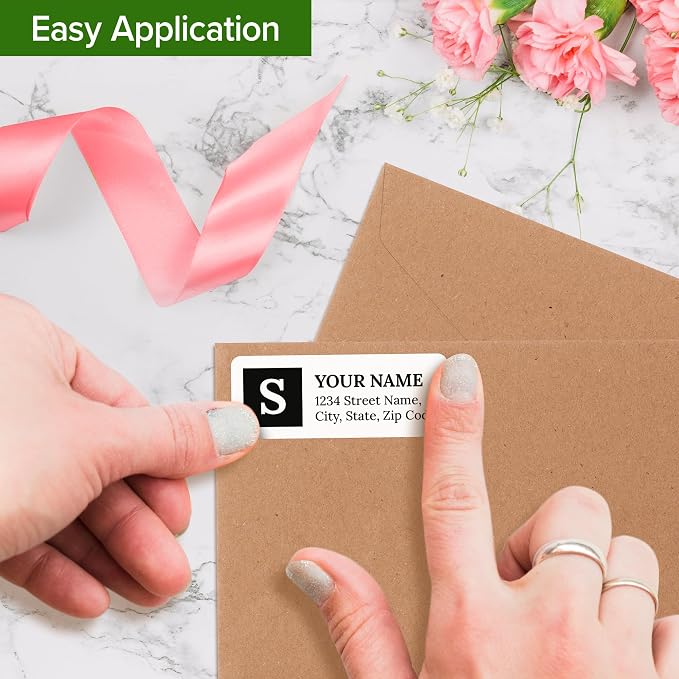Personalized Return Address Labels, Custom Address and Name Mailing Labels Square for Envelopes, 1x2.6 Inches, Flat Sheet of 60-1200 Made in USA by My Sign Center - Monogram