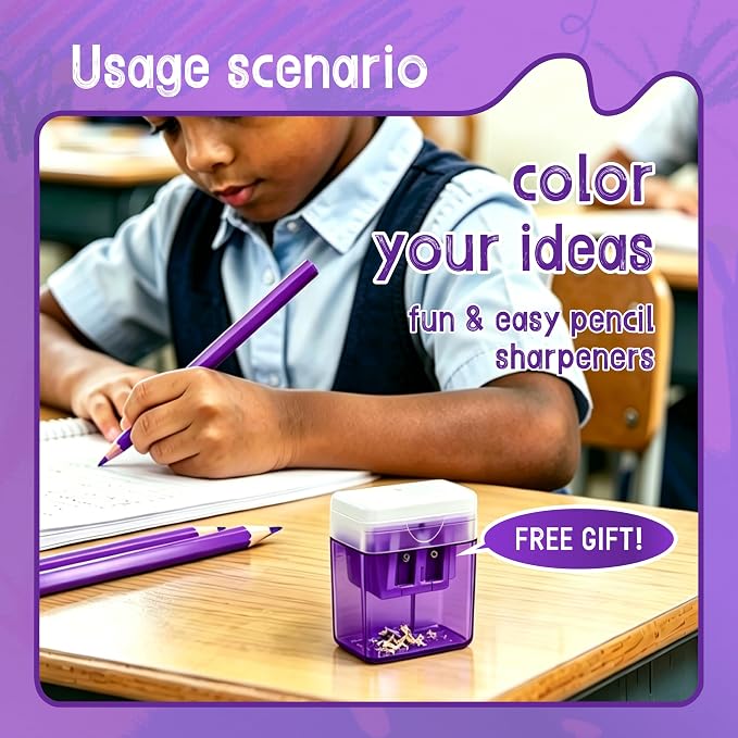 12 Piece Purple Colored Pencils Set with Sharpener, Pre-Sharpened Professional Wooden Art Pencils for Artists Drawing and Sketching, Premium Colored Tone Supplies Delivering Detailed Painting(Purple)