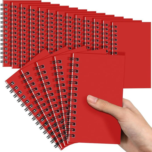 Jutom 18 Pcs Small Spiral Notebooks Memo Pads 3x5 Bulk Small Pocket Notepads Back to School Supplies Mini Notebook with Lined Mini Journals for Office & Work, 120 Pages (Red)