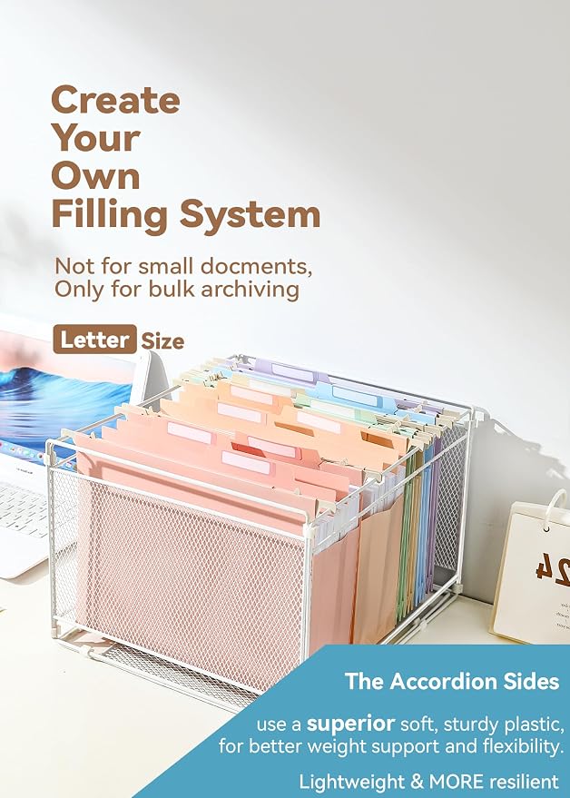 SortRax Plastic High Capacity Hanging File Folders, 4" Expansion for Bulky Documents, Side-Sealed Pocket, Holds Heavy Files, Letter Size, Movable Dividers, Insertable Tabs, 6 Pack, Pink