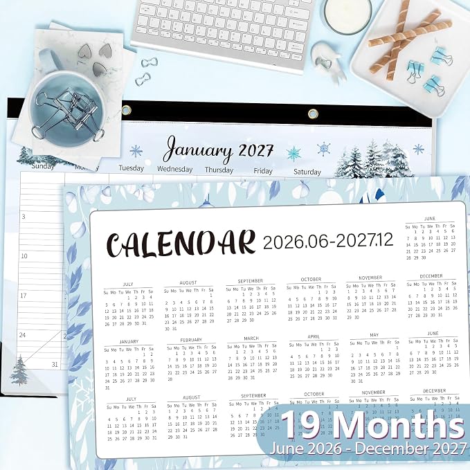 GuassLee Extra Large Desk Calendar 2026-2027 - 19 Months 20" x 30" Jumbo Desk Calendar from Jun. 2026 to Dec. 2027, Large Monthly Planner with Watercolor Design for Office School Home Organizing