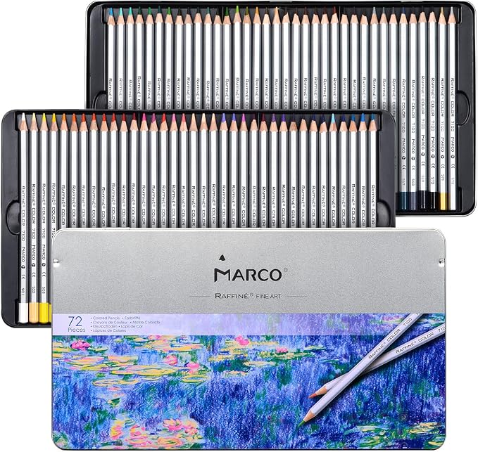 72 Oil-Based Colored Pencils for Adult, Smooth Coloring Pencils | Soft Core, Wooden Hexagonal Barrel, Metal Box, Ideal for Sketching, Drawing, Blending, Shading, Great for Art Lovers & Pros