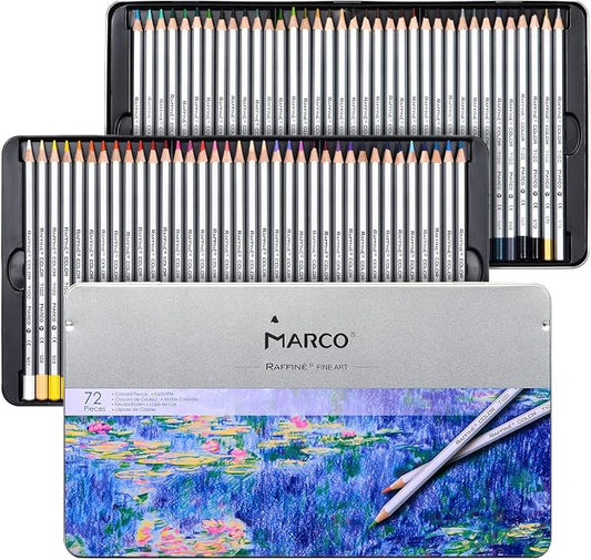 72 Oil-Based Colored Pencils for Adult, Smooth Coloring Pencils | Soft Core, Wooden Hexagonal Barrel, Metal Box, Ideal for Sketching, Drawing, Blending, Shading, Great for Art Lovers & Pros