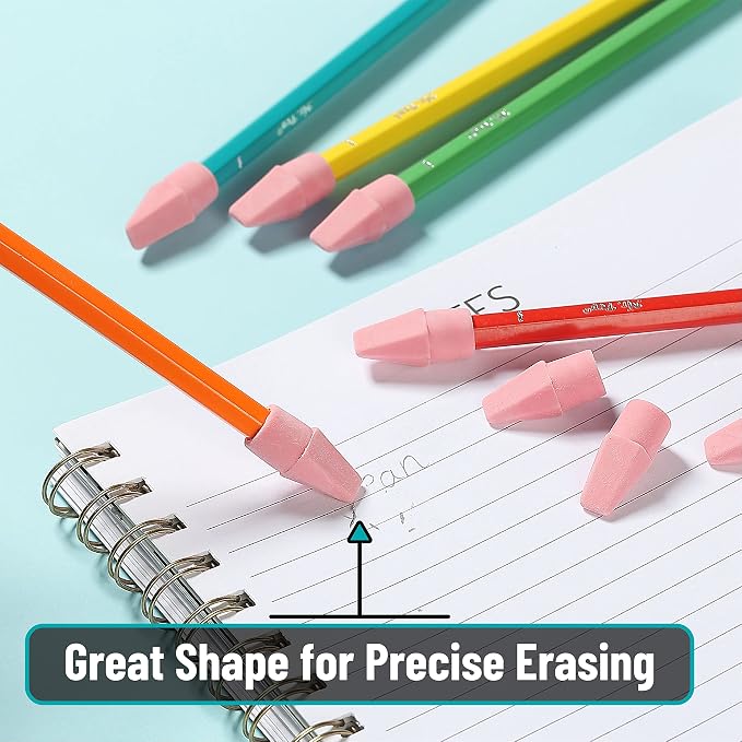 Mr. Pen- Pencil Top Erasers, 120 Pack, Pink, Latex-Free | No-Smudge Cap Pencil Erasers for Precise Erasing, Kids, Teachers, Studying Supplies