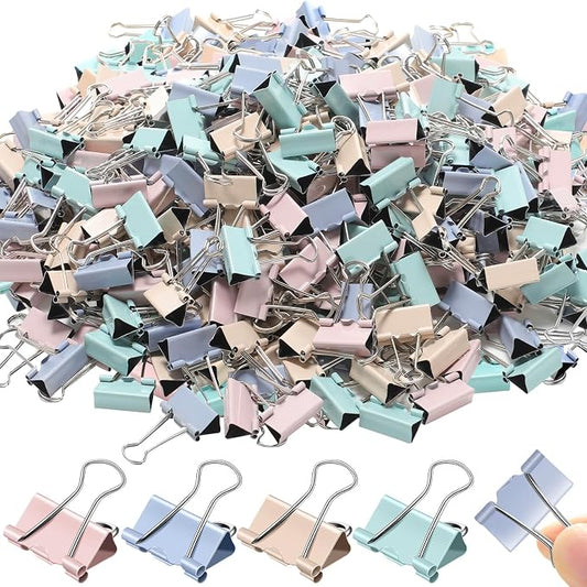 Jetec 500 Pieces 1 Inch Pastel Binder Clips Medium Colorful Paper Clamps Metal Paper Clips for Teachers Students Classroom Business Office and School Office Supplies