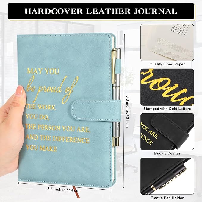 Kosiz 20 Pcs/10 Sets Employee Appreciation Gift Bulk A5 Leather Notebook Inspirational Journal Pen Thank You Gift for Men Women Coworker Teacher Office Back to School(Multicolor,Proud)