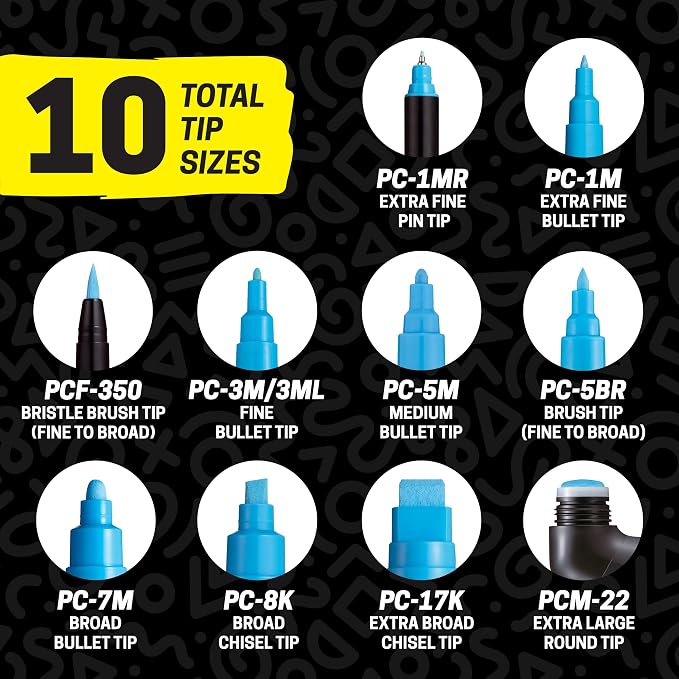 POSCA® PC-5BR Brush Tip Paint Markers, 16 Count Reversible Brush Set | Tip size 1.0–4.0 mm, Water-Based Opaque Paint Pens for Lettering, Calligraphy, Coloring, Crafts & Art Projects