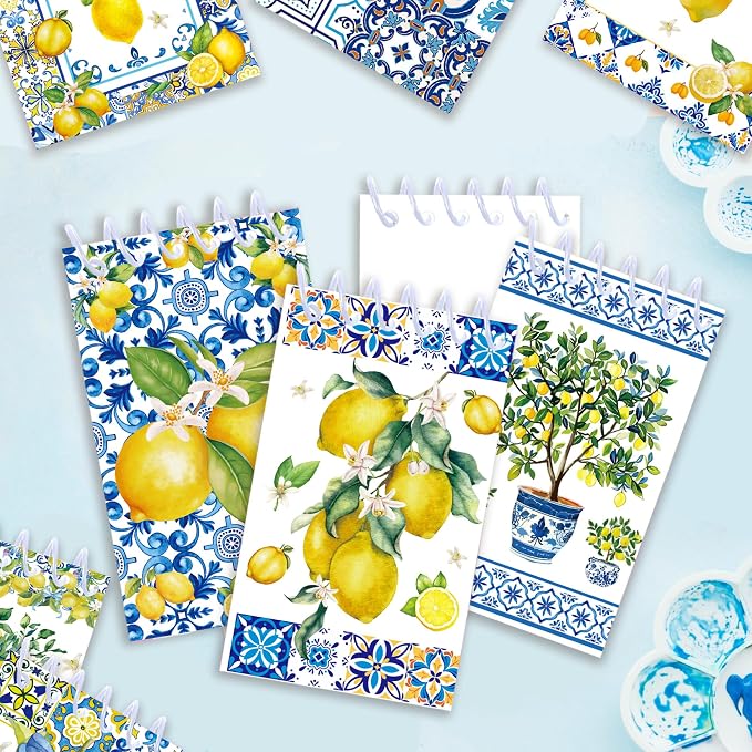 Lemon Coil Notepad 24 Pcs, 2.36 x 3.94 Inch Cute Mini Notebooks 16 Sheets 32 Pages, Citrus Memo Pads Bulk with Lemon Design for Daily Planning, Shopping Lists, Office School Supplies, Party Favors
