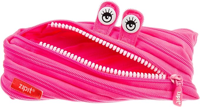 ZIPIT Monster Pencil Case for Girls, Cute Zipper Pouch for Kids Teens, Stationery Bag for School ,Pink