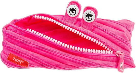 ZIPIT Monster Pencil Case for Girls, Cute Zipper Pouch for Kids Teens, Stationery Bag for School ,Pink
