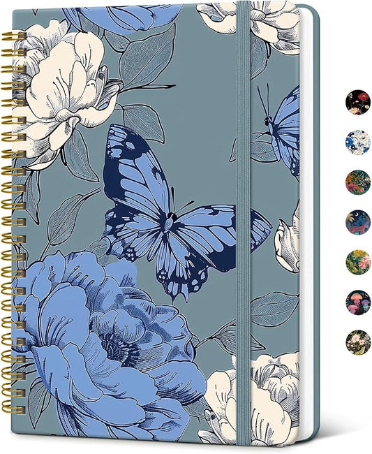 Taja Lined Spiral Notebook Journal for Women A5(5.8" × 8.3"), Cute Hardcover Notebook for Work, School & Note Taking, Pretty College Ruled Journal for Writing, 140 Pages, Flutter Garden