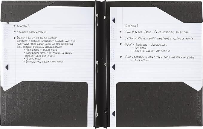 Five Star 2-Pocket Folder, Plastic Folder with Stay-Put Tabs and Prong Fasteners, Holds 8-1/2" x 11" Paper, Black (72113)