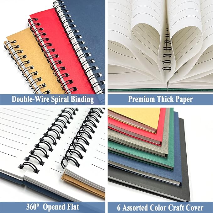 12Pack Small Spiral Notebook, 5.5 x 8.3” Notebook for Work 120Page Notepads | Multipack College Ruled Notebook Bulk Spiral Bound A5 Small Notebook Journal Lined for Office Note Taking Journaling Writing