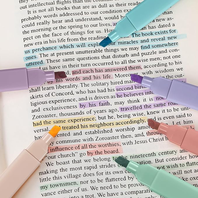 Marspark 216 Pcs Highlighters Bulk Chisel Tip Aesthetic No Bleed Cute Color Marker Pens for Journal Planner Notes School Study Office Supplies(Boho Colors)