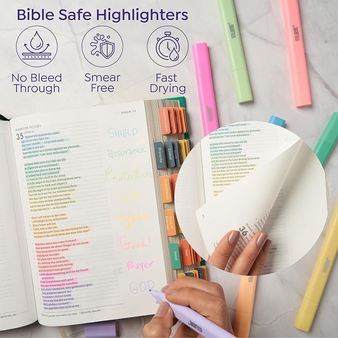 BLIEVE Bible Highlighters No Bleed, Pastel Colors, Dual Tip, 40 Pack | Aesthetic Cute Highlighters, Chisel Tip & Fine Point For Bible & Journaling