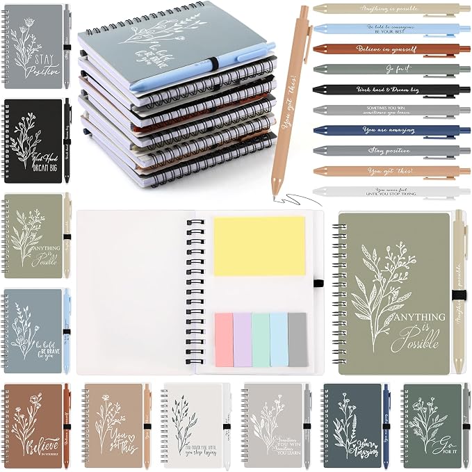 Tenceur 40 Set Mini Inspirational Notebook Back to School Motivational Pen Bulk Teacher Gift Small Pocket Journals Notepad Employee Appreciation Gift for Coworker Office (Classic Color)