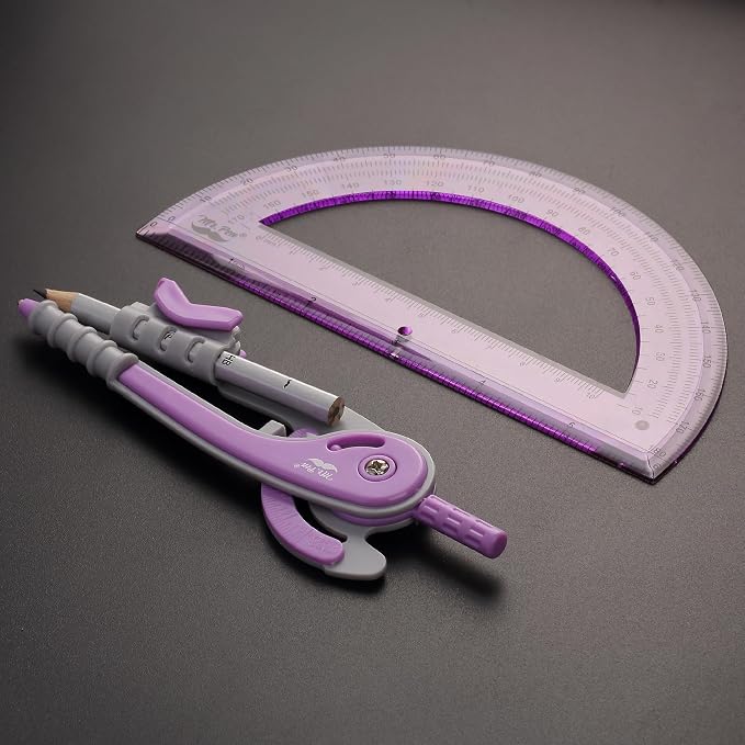 Mr. Pen- Geometry Compass and Protractor Set, 6 Inch Compass | 6 Inch Protractor, Drawing Tool for School, Clear Plastic, Easy Grip, Precision Design for Math, Art, Drafting, Architecture