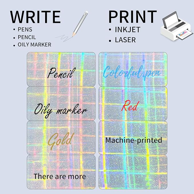 STARLIBOO Shipping Labels Stickers, 2"×4" Printable Holographic Mailing Labels for Laser/Inkjet Printing, Permanent Adhesive Sticker (Holographic Shiny)