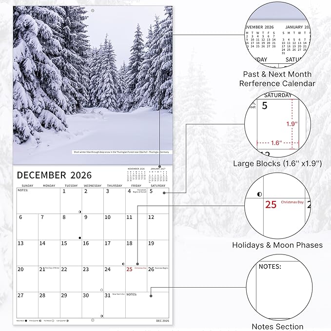 2026-2027 Wall Calendar, 2026-2027 Pathways Calendar, 18 Months from Jul 2026 - Dec 2027, 12" x 24" Open, Thick Paper, Hanging Holes, Large Blocks, Holidays, Gifts for Planning Organizing