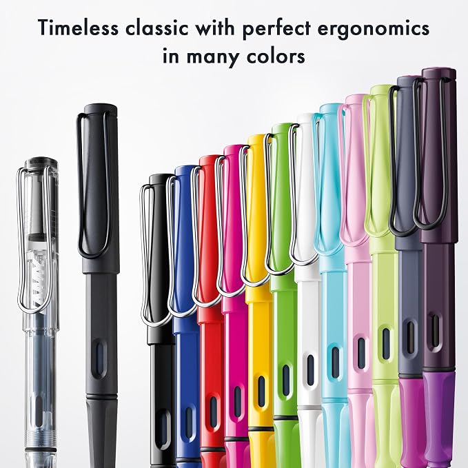 LAMY safari violet-blackberry - Fountain Pen with ergonomic grip & black steel nib in size EF - ideal for any Writing & Calligraphy - including LAMY T 10 blue cartridge - Right-Handed
