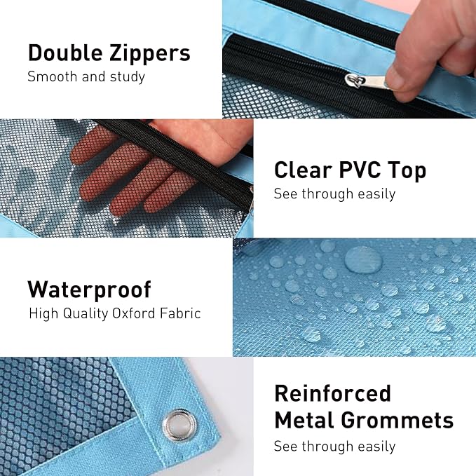 Pencil Pouch for 3 Ring Binder - 3 Hole Zipper Pen Case Bag Holder Bulk Accessories Clear Window Aesthetic Organizer Pockets