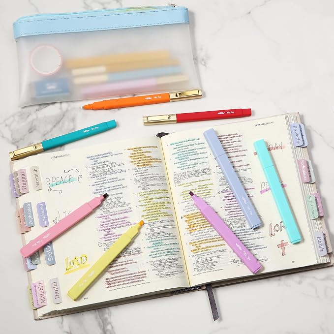 Mr. Pen- Aesthetic Highlighters and Ballpoint Pens No Bleed, 12 Pack | Summer Delight, Bible Highlighters and Pens No Bleed, Fast Dry and No Smear for Bible Journaling, Planner, School Supplies